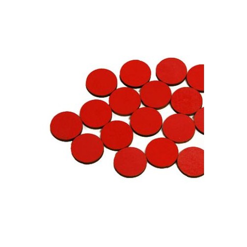 A set of 55 red wooden tokens