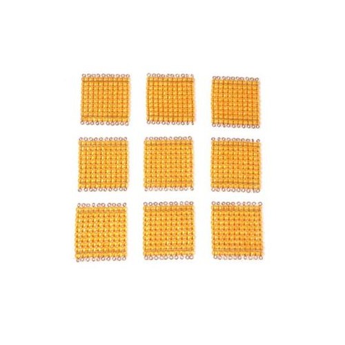 9 Golden Bead Squares of Hundred