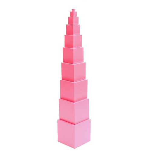 Różowa wieża - drewno bukowe - błyszczący