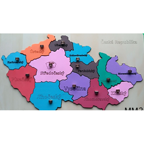 Puzzle mapa Česká republika - barevná (2 vrstvy)